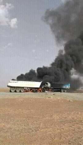 صورة ثلاث وفيات في اصطدام ثلاث شاحنات لنقل الحجارة قرب أكجوجت